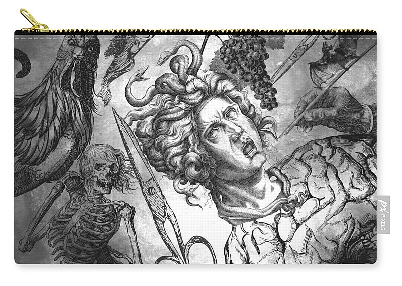 Brainwashing Zip Pouch featuring the mixed media Black and White Brainwashing by Ally White