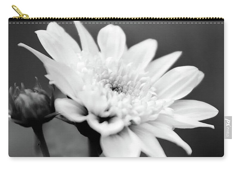 Flower Zip Pouch featuring the photograph Black and White Coreopsis Flower by Christina Rollo