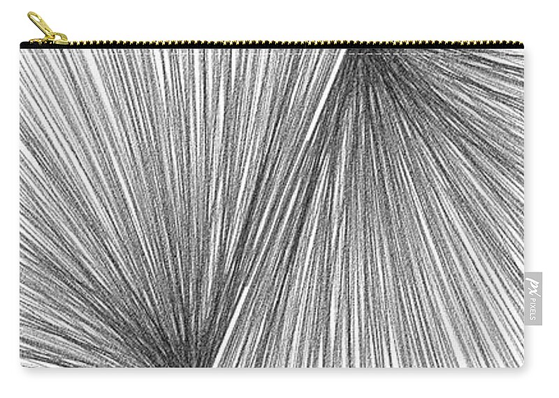 Black Zip Pouch featuring the drawing Black and White Mid Century Modern Geometric Line Drawing 3 by Janine Aykens