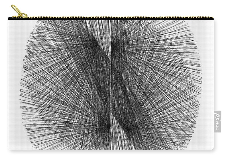 Black And White Zip Pouch featuring the drawing Black and White Mid Century Modern Geometric Line Drawing 6 by Janine Aykens
