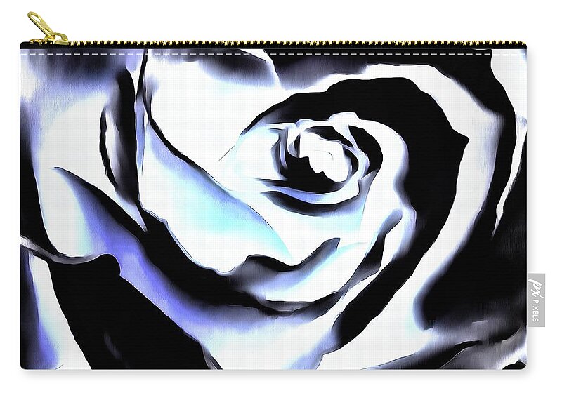 Rose Zip Pouch featuring the mixed media Black and White Rose - Till Eternity by Janine Riley
