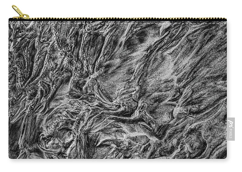 Abstractsandimage Zip Pouch featuring the photograph Black and White Sand Image Twisted Souls by Bruce Pritchett