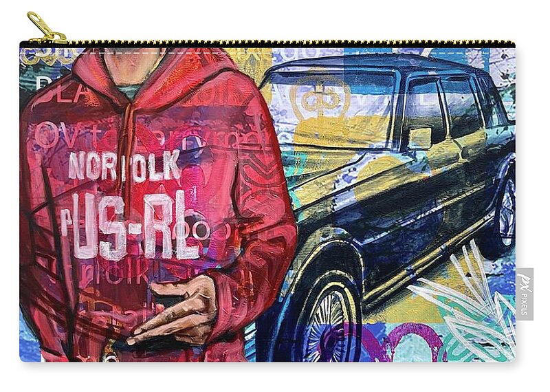  Zip Pouch featuring the painting Black Cadillac Seville by Clayton Singleton