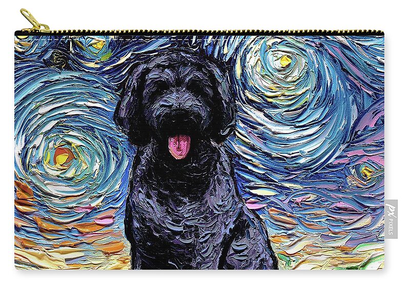 Golden Doodle Carry-all Pouch featuring the painting Black Goldendoodle by Aja Trier