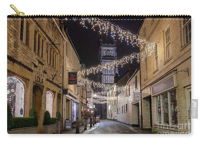Cirencester Zip Pouch featuring the photograph Black Jack Street Cirencester at Christmas by Tim Gainey