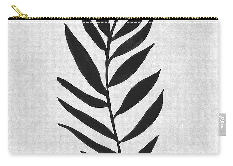 White Zip Pouch featuring the painting Black Leaf I by Rachel Elise