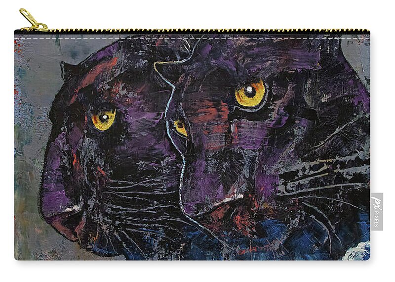 Big Zip Pouch featuring the photograph Black Panthers by Michael Creese