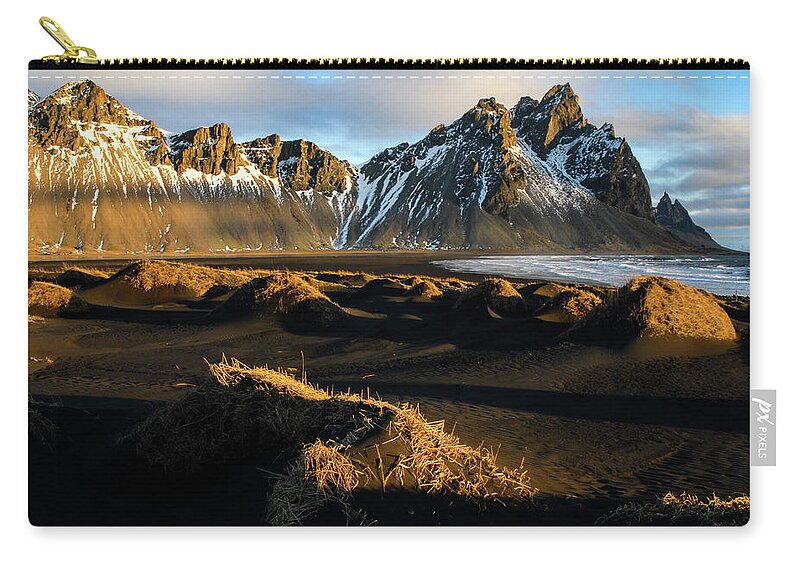 Iceland Carry-all Pouch featuring the photograph The Language Of Light - Black Sand Beach, Iceland by Earth And Spirit