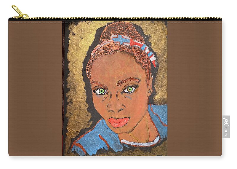 Goddess Zip Pouch featuring the painting African-american Golden Goddess by Melody Fowler