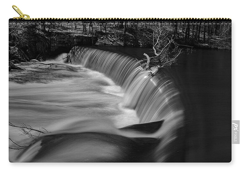 Abstract Zip Pouch featuring the photograph Blackstone River LXIV BW by David Gordon