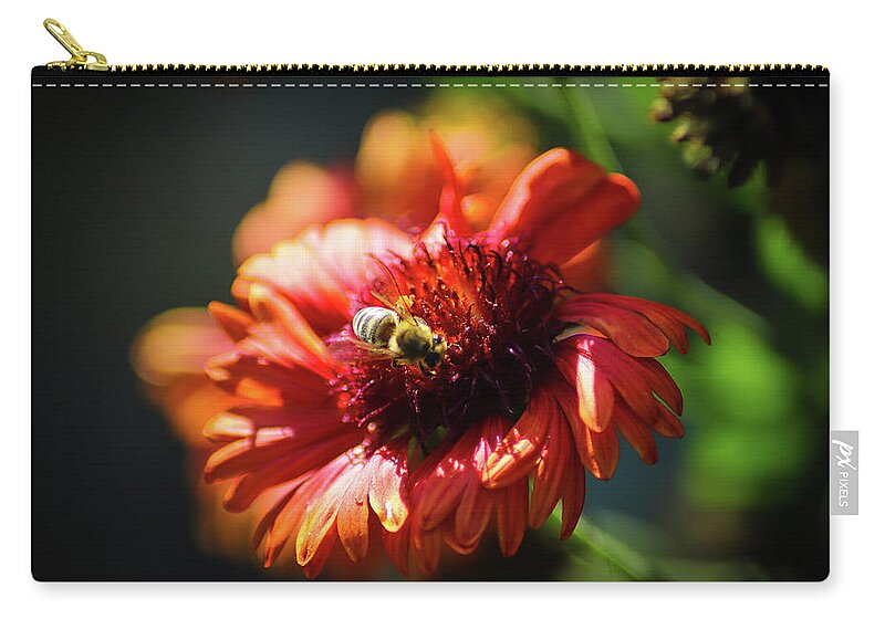 Flowers Zip Pouch featuring the photograph Blanket Flower Bee by Marcus Jones