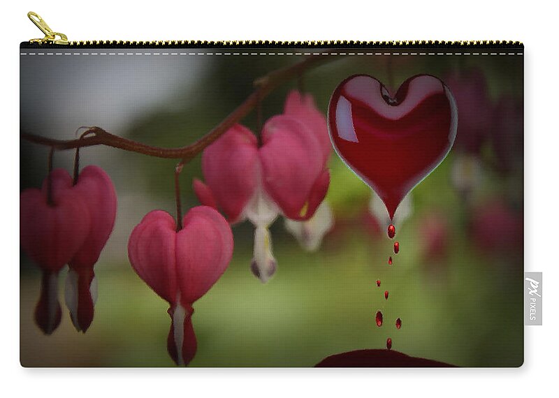 Flower Zip Pouch featuring the digital art Bleeding Heart by DJ Florek