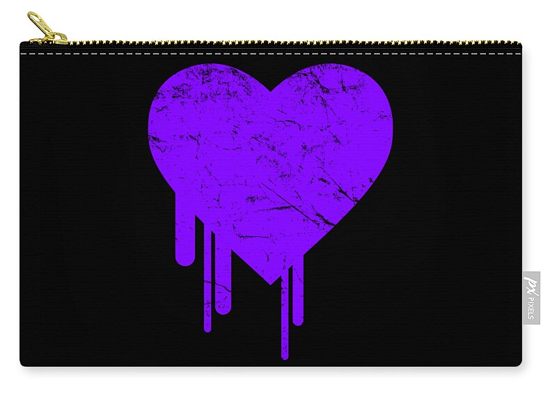 Funny Zip Pouch featuring the digital art Bleeding Purple Heart by Flippin Sweet Gear