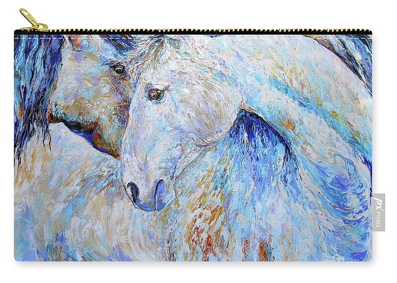 Horses Zip Pouch featuring the painting Blessings of Friendship by Kathleen Steventon