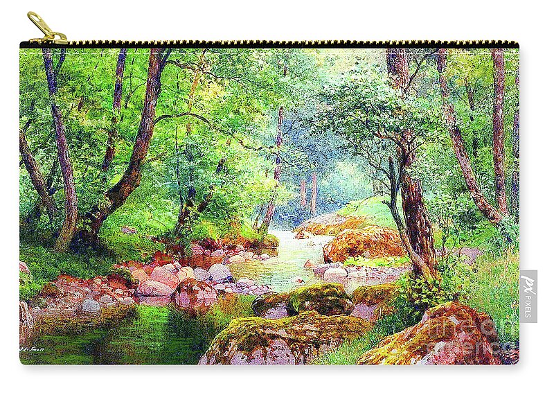 Landscape Zip Pouch featuring the painting Blissful Stream by Jane Small