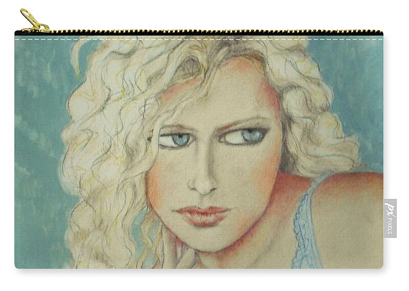 Bombshell Carry-all Pouch featuring the drawing Blond Bombshell No. 2 by Jayne Somogy