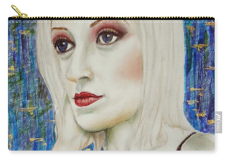 Blond Zip Pouch featuring the drawing Blond Bombshell No.4 by Jayne Somogy