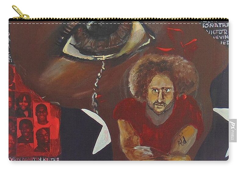 Flag Carry-all Pouch featuring the painting Blood on the Flag by Saundra Johnson