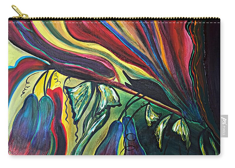 Flowers Zip Pouch featuring the painting Blooming Expressions... by Jolanta Anna Karolska