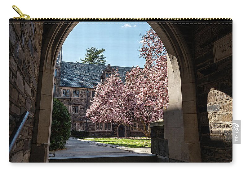 Cherry Blossoms Zip Pouch featuring the photograph Blooms Through the Arch by Kristopher Schoenleber