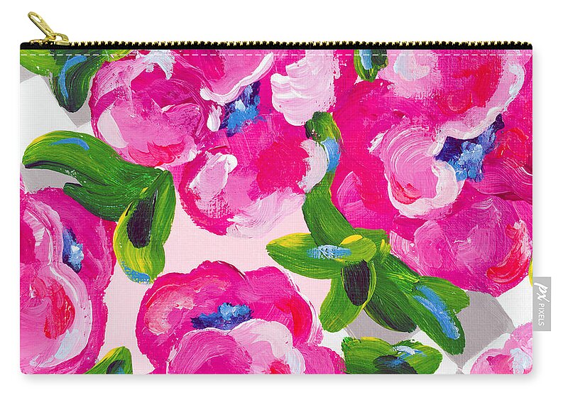 Abstract Flowers Zip Pouch featuring the painting Blossoming 2 by Beth Ann Scott