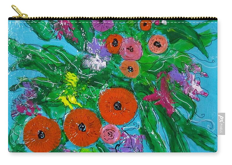 Flowers Zip Pouch featuring the mixed media Blossoms by Barbara O'Toole