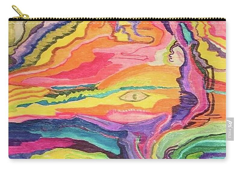 Imaginary Zip Pouch featuring the drawing Blow Away by Suzanne Udell Levinger