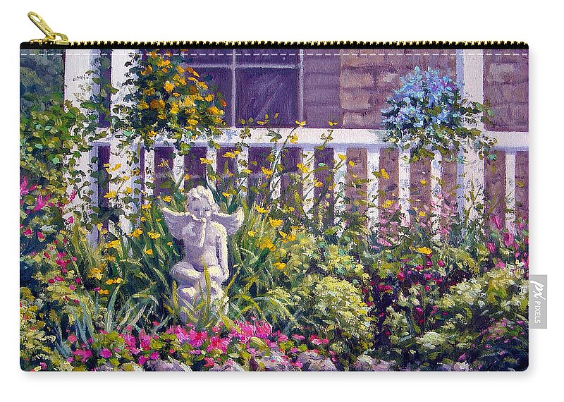 Garden Zip Pouch featuring the painting Blowing Kisses in the Garden by Rick Hansen