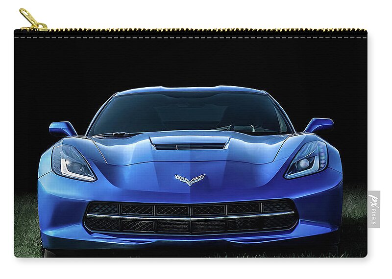Corvette Zip Pouch featuring the digital art Blue 2013 Corvette by Douglas Pittman