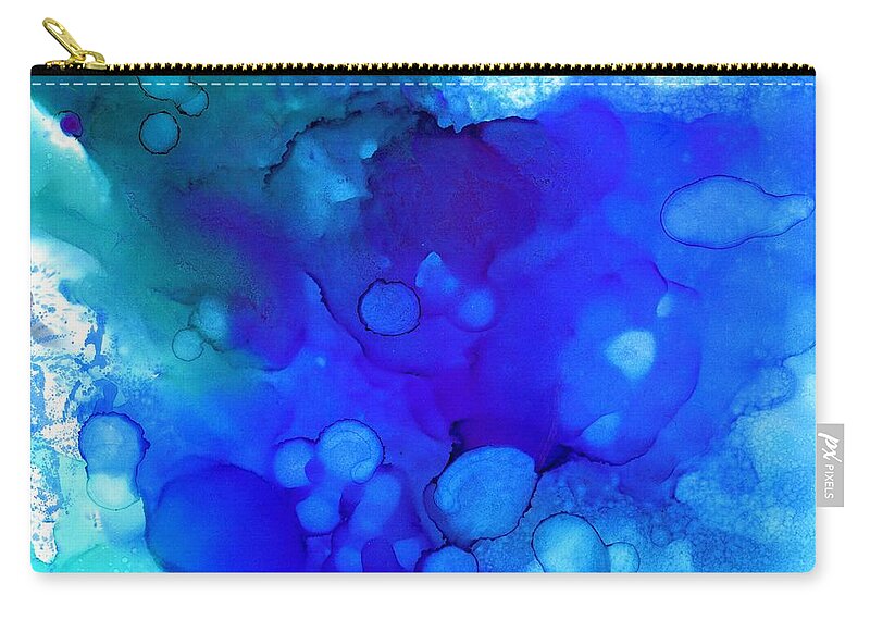 Blue Zip Pouch featuring the painting Blue Abstract 57 by Lucie Dumas