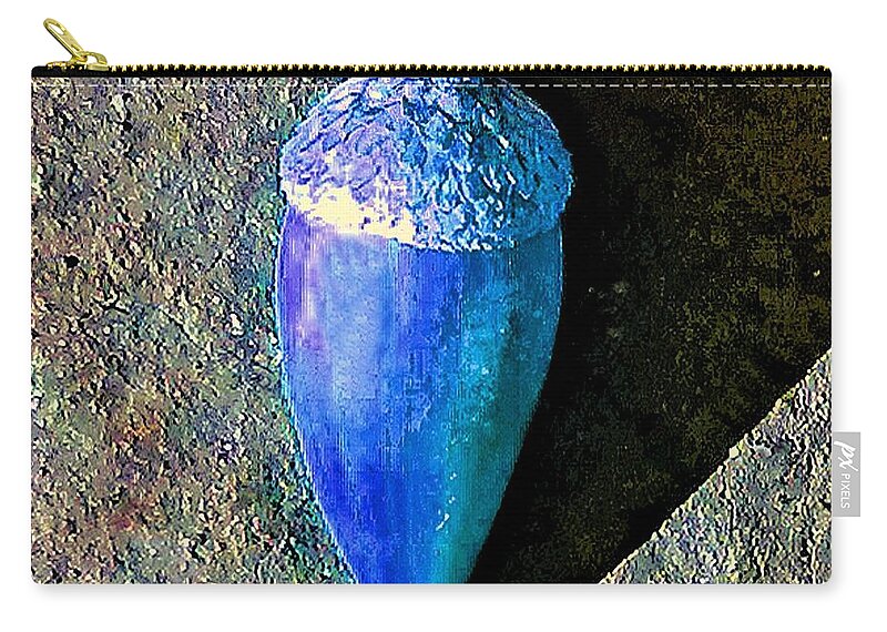 Blue Zip Pouch featuring the photograph Blue Acorn by Andrew Lawrence