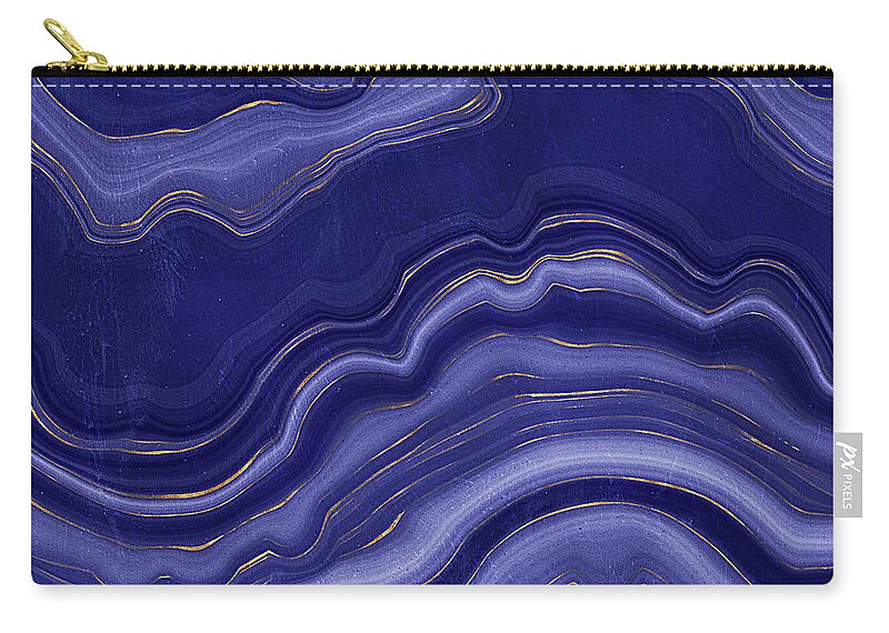 Blue Agate Carry-all Pouch featuring the painting Blue Agate With Gold by Modern Art