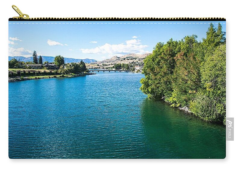 Blue And Green Lake Chelan Zip Pouch featuring the photograph Blue and Green Lake Chelan by Tom Cochran