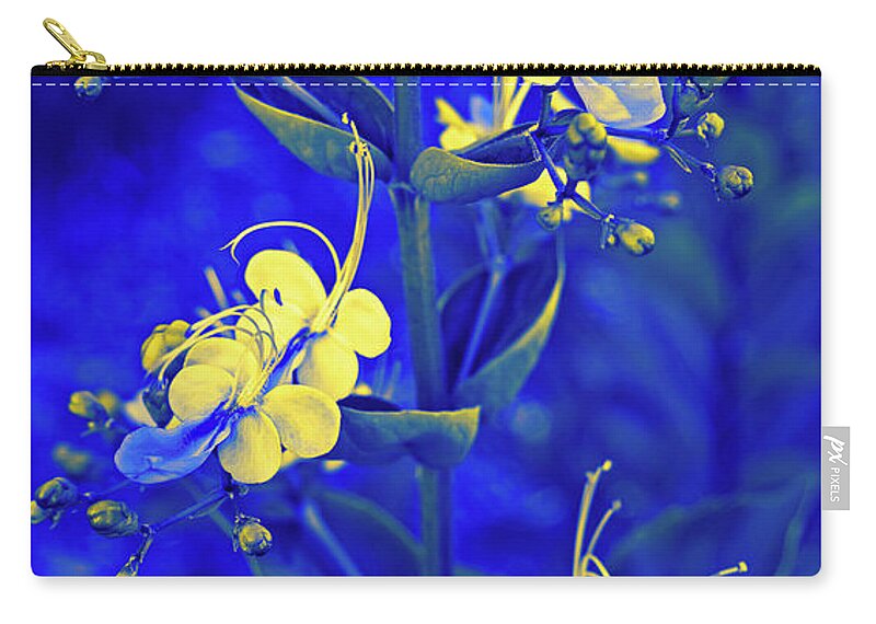 Blue Butterfly Zip Pouch featuring the photograph Blue and Yellow Blue Butterfly Bush by Aimee L Maher ALM GALLERY