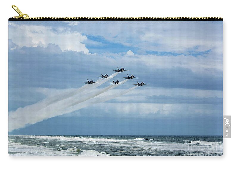 Blue Angels Zip Pouch featuring the photograph Blue Angels over the Gulf of Mexico by Beachtown Views
