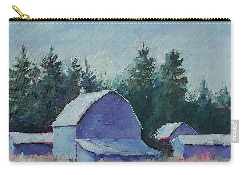 Farm Carry-all Pouch featuring the painting Blue Barns by Sheila Romard