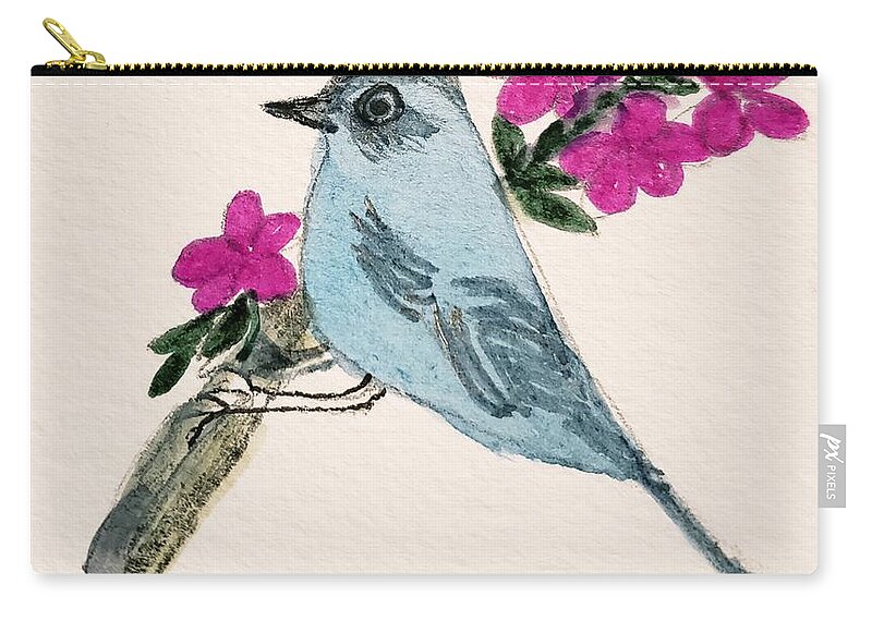 Something Good And Unexpected Is On The Way For You! Zip Pouch featuring the painting Blue Bird of Happiness by Margaret Welsh Willowsilk