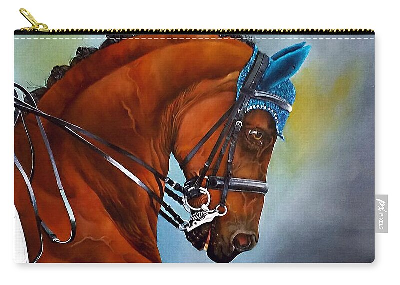 Horse Carry-all Pouch featuring the painting Blue Bonnette Deux by Dana Newman