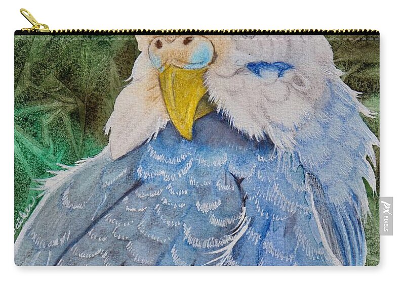 Green Zip Pouch featuring the painting Blue Boy Watercolor by Kimberly Walker