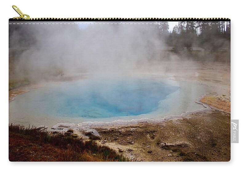 Morning Glory Hot Spring Zip Pouch featuring the photograph Blue Center by Yvonne M Smith
