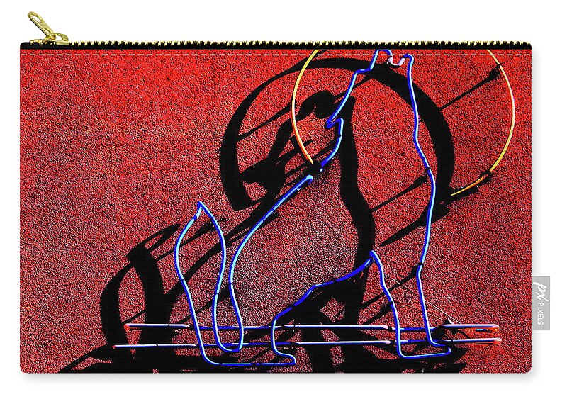 Neon Zip Pouch featuring the digital art Blue Coyote by Larry Beat