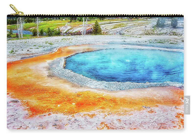 Nature Zip Pouch featuring the photograph Blue Crested Pool at Yellowstone National Park by Tatiana Travelways