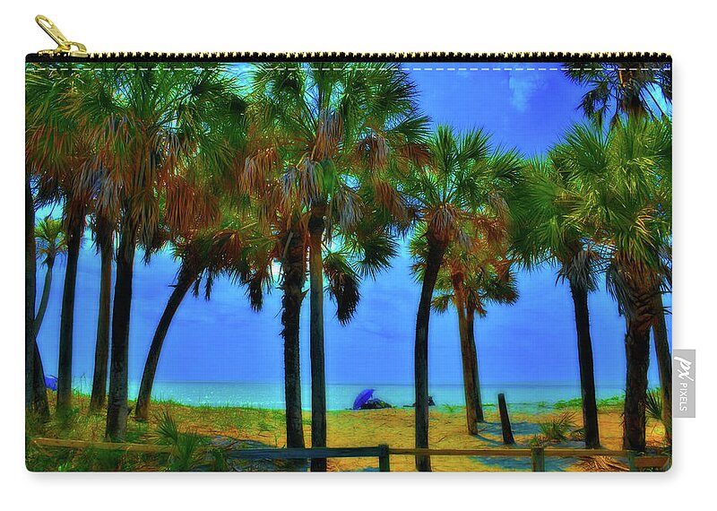 Palm Trees Zip Pouch featuring the photograph Blue Dawn by Alison Belsan Horton