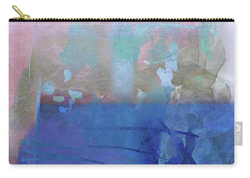 Blue Zip Pouch featuring the painting Blue Expressive Abstract Landscape by Itsonlythemoon