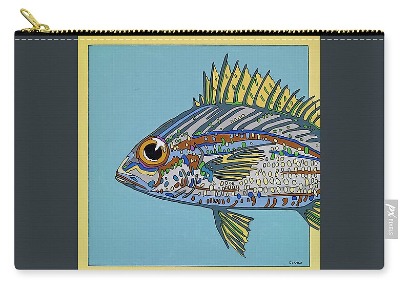 Blue Fish Ocean Salt Water Carry-all Pouch featuring the painting Blue Fish by Mike Stanko