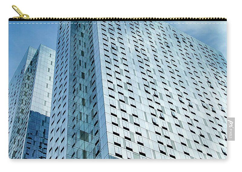 Skyscrapers Zip Pouch featuring the photograph Blue Glass and Metal by Cate Franklyn