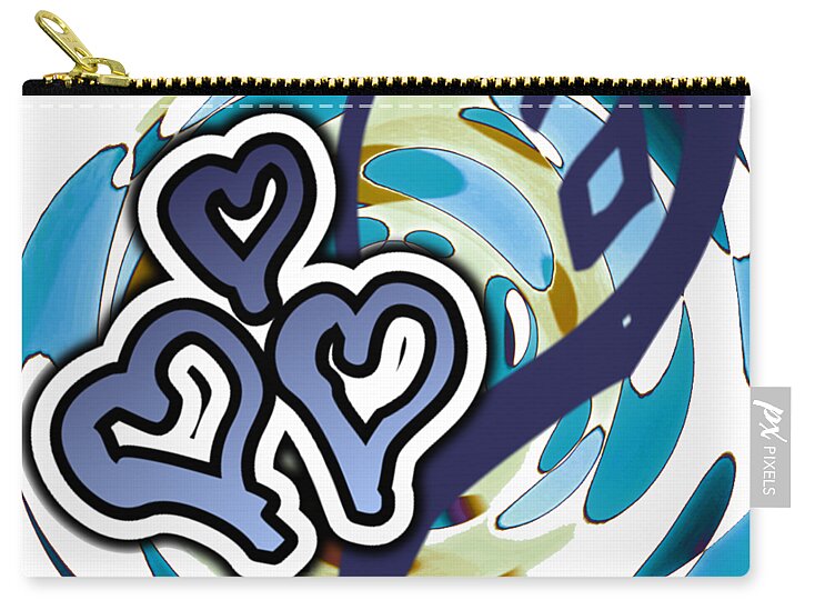 Blue Zip Pouch featuring the digital art Blue Heart Graphic Sticker by Delynn Addams