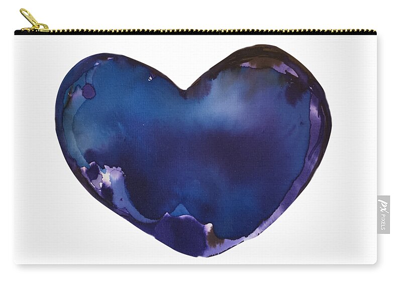 Watercolor Carry-all Pouch featuring the painting Blue Heart by Sandy Rakowitz