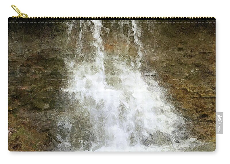 Blue Hen Falls Ohio Zip Pouch featuring the painting Blue Hen Falls Ohio by Dan Sproul