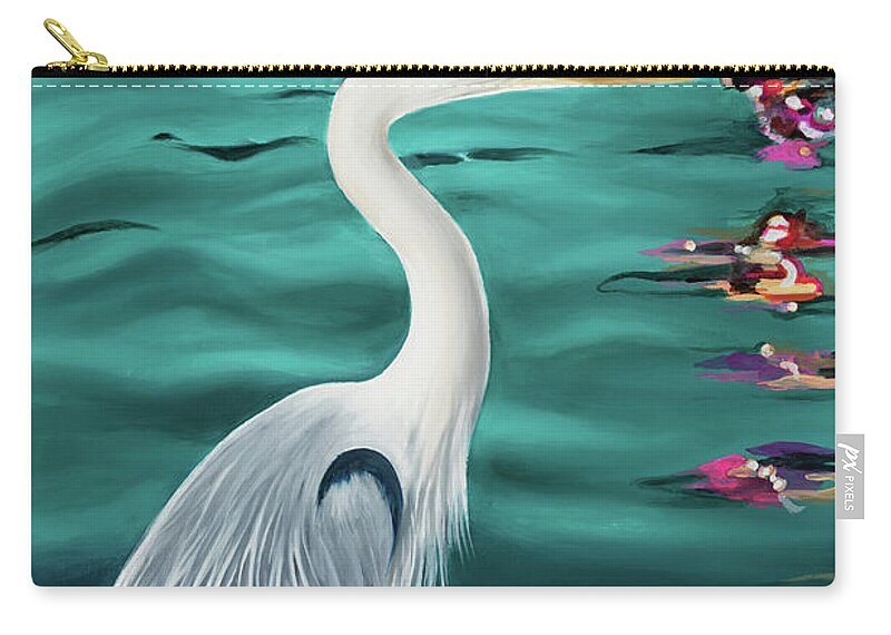 Blue Heron Zip Pouch featuring the painting Blue Heron by Ashley Lane